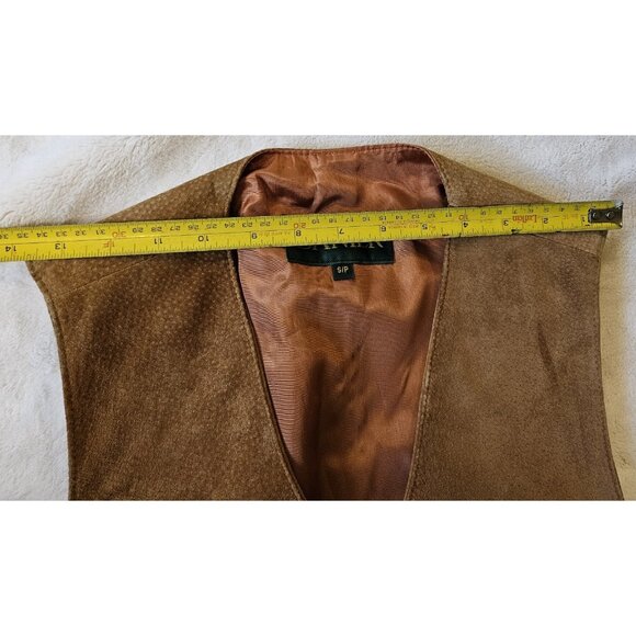 Danier Tan Western Style Vest Genuine Leather 5 Button Men's Size Small - Picture 9 of 11